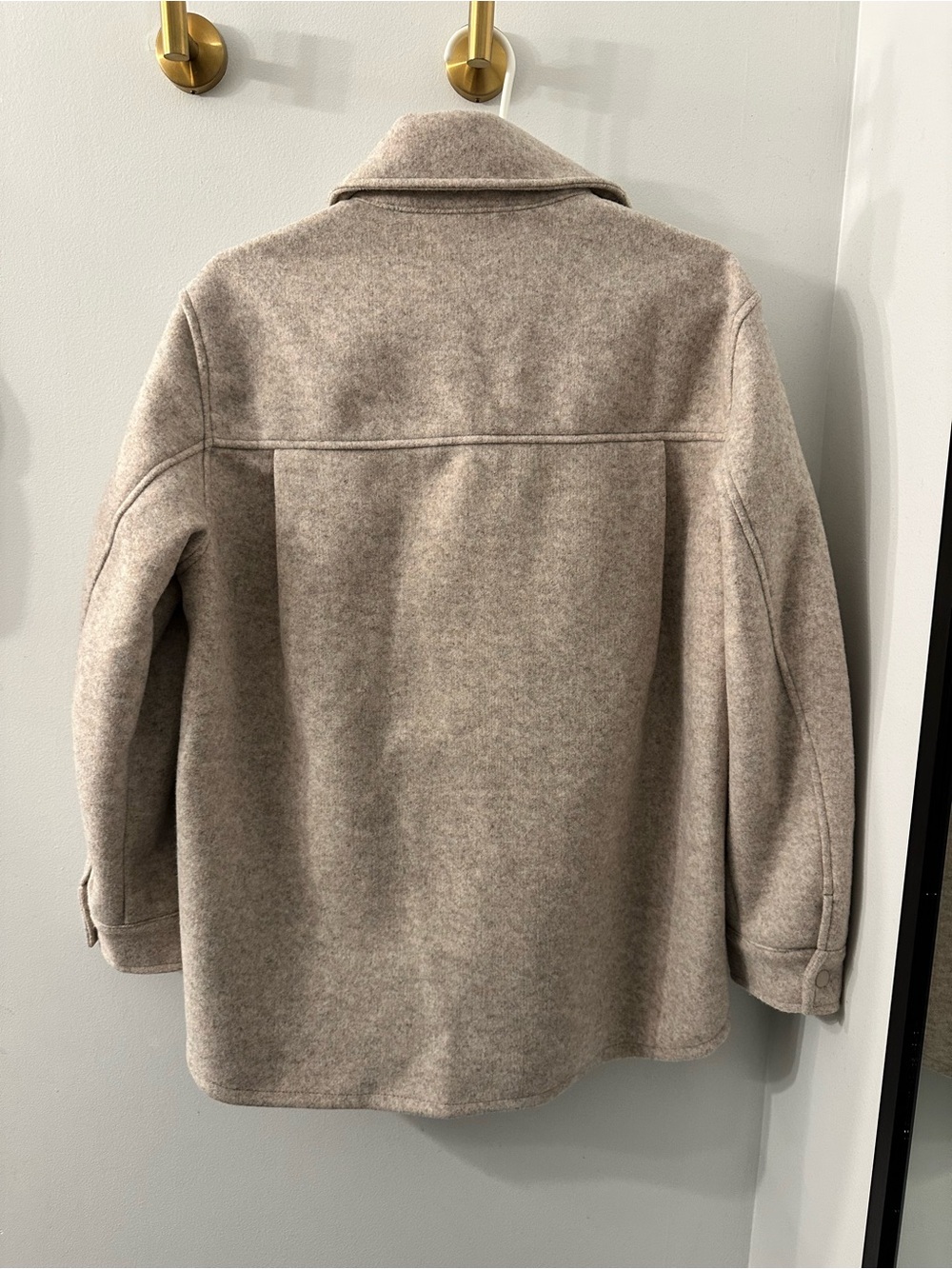 NWOT H&M oversized heathered oatmeal shacket women size xs - Picture 6 of 7